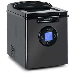 Klarstein Icemeister 2G Eiswürfelmaschine, 12kg/24h LC-Display Edelstahl, Schwarz-Metallic