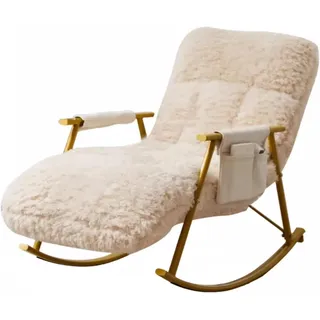 ANDRAX Schaukelstuhl Wohnzimmer, Chaiselongue, Schaukelstuhl, Stuhl mit integrierter Stütze, Schlafzimmer, Büro, Wohnzimmer (Beige 1)