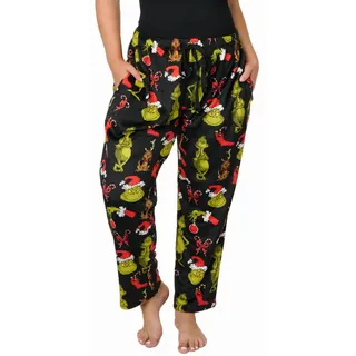 The Grinch Plush Pants How Grinch Stole Christmas Dr Seuss Minky Pajama Lounge, Schwarz, Small - S