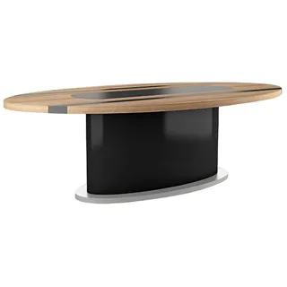 JV Möbel Oval Besprechungstisch Arbeitszimmer Chef Exclusive Büro CEO Helles Holz Modern - Braun
