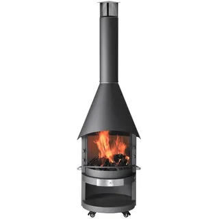 Gartenkamin, Schwarz, Kunststoff, 76x126x72 cm, Grills & Outdoor-Küchen, Holzkohlegrills