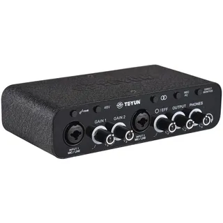 summina USB Audio Interface für Aufnahme Soundkarte mit Dual XLR 48V Phantomspeisung 32-Bit 384KHz Plug and Play Reverb-Effekt für Streaming Podcasting Online Karaoke Vocalist
