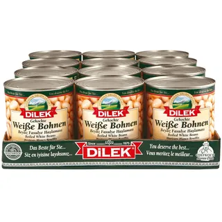 Dilek Weiße Bohnen 480 g Abtropfgewicht, 12er Pack