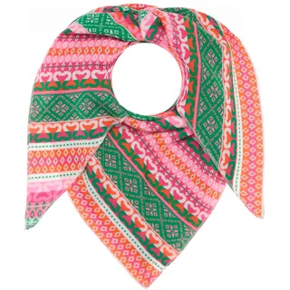 Zwillingsherz Dreieckstuch ZWILLINGSHERZ "Maralda", Damen, grün pink orange, Strick, Materialmix, Modetücher, farbenfrohes Muster, wärmend, Strick