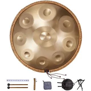 VEVOR Handpan Drum, 55 cm, 9-Ton-Stahlzungentrommel, 432 Hz, D-Moll, mit gewebtem Randschutz, 2 Schlägeln & Tragetasche, farbbeständiges Schlaginstrument für professionelle Auftritte