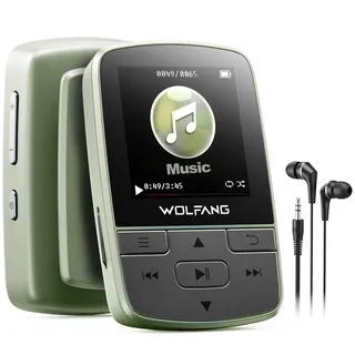 WOLFANG MP3-Player mit Bluetooth 5.2, Sportclip, Mini-Größe, Gewicht 28,3 g, HiF - Grün
