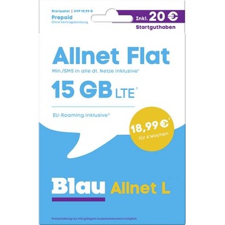 blau.de Allnet L Startpaket Prepaid-Karte ohne Vertragsbindung