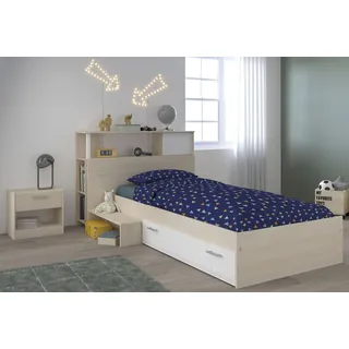 Parisot Kinderzimmer Charly 17 braun/weiß 3-teilig - bestehend aus: Bett - Anstellregal - Nachtschrank - ohne Matratze - ohne Lattenrost