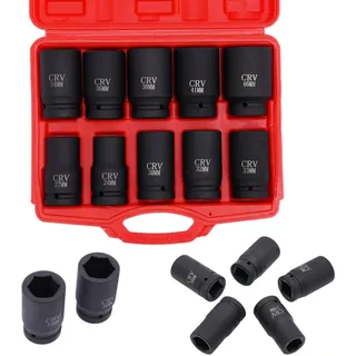 1" Zoll Schlagschrauber Nüsse Satz, 10tlg 24-46mm LKW Kraftnüsse Nuss Satz Kraft Steckschlüssel Einsatz Satz, Kraftnüsse Nüsse Schlagnuss Drive Schlagschrauber-Satz