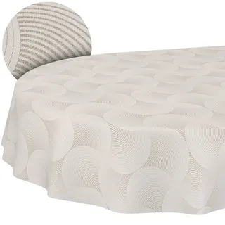 Tischdecke abwaschbar Tischtuch Lotuseffekt pflegeleicht aus Baumwolle Polyester schmutzabweisend Outdoor Gartentischdecke Curva Grau Oval 200x140cm