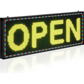 Vevor programmierbare LED Zeichen P10 Vollfarbe flexibles digitales Scrolling Panel, DIY Anzeigetafel mit benutzerdefiniertem Textmuster und GIF & Bluetooth App Steuerung LED Laufschrift (99 x 35 cm)