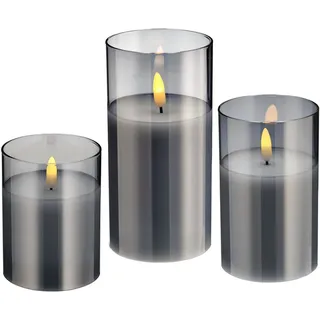 Spetebo LED Echtwachskerze 10 12,5 15 cm weiß