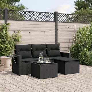 Festnight Balkon Lounge Rattan mit Stauraum Gartenlounge Klein Sofa Balkon Ecklounge Rattansofa Sitzecke Balkon Klein Gartensofa Ecksofa Garten Lounge Sofa Outdoor Balkonmöbel Couch Gartenmöbel
