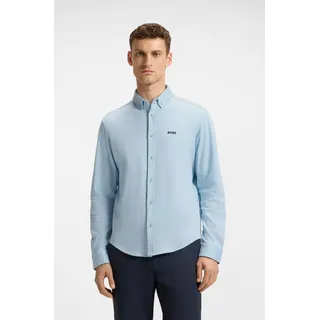 Langarmhemd BOSS GREEN "B Motion L", Herren, Gr. L, N-Gr, light, pastel blau451, Jersey, Obermaterial: 100% Baumwolle, gestreift, regular fit hüftlang, Rundhals, 2-Knopf-Manschette mit Schlitz, Hemden, softe Baumwolle, Vier-Wege-Stretch, knitterfrei
