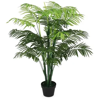 Spetebo Kunstpflanze im Blumentopf 125 cm - Xl - Palme / Breit - Künstliche Deko Pflanze