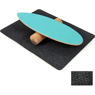 Costway Balance Board aus Holz, Balancebrett, Balance Trainer Trickboard für zuhause, inkl. Korkrolle, Balance-board aus 8 hochwertigen Holzschich... - Schwarz/Blau