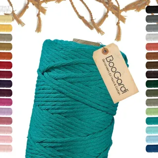 BooGardi Makramee Garn · Türkis 5mm x 100m · 3mm oder 5mm · viele Farben · Baumwollkordel · Baumwollgarn · DIY Bastelkordel · Kordelband - Türkis