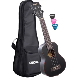 Cascha Premium Mahagoni Sopran Ukulele Set Schwarz