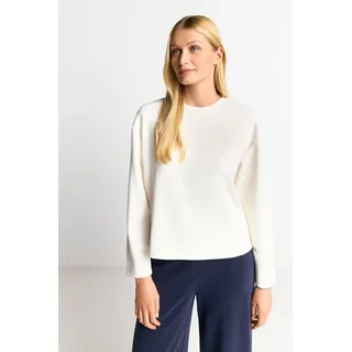 Sweatshirt RICHROYAL "2409 T Peach Crew", Damen, Gr. S, weiß (pearl weiß), Sweatware, Obermaterial: 52% Modal, 42% Polyester, 6% Elasthan, Rundhals, Sweatshirts Sweatshirt, überschnittene Schultern, softer Griff, Rundhals