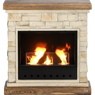 Homcom Ethanol-Kamin, Bioethanol-Kamin, 400-ml-Brenner, 3-Stunden-Brenndauer, mit Schutzglas, bodenstehender Bioofen, Abdeckung 16-18 m2, Braun Aosom
