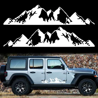 TOMALL 1 Paar 75cm Berge Aufkleber Aufkleber für Karosserietür Seite Auto Schnee Berge Grafik Vinyl Aufkleber Dekoration für SUV LKW Geländewagen Universal Long Size Aufkleber Zubehör (Weiß)