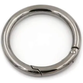 2 x Karabinerring mit Federöffnung, O-Ring, rund, Schnappverschluss, Schlüsselanhänger, schwarz, 20 mm