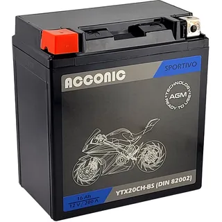 ACCONIC Sportivo AGM YTX20CH-BS Motorradbatterie 16Ah 12V (DIN 82002)