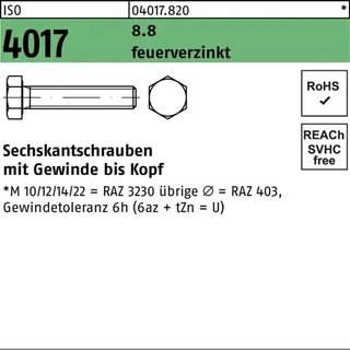 Bufab ISO 4017 Sechskantschraube VG M16x70 Stahl 8.8 feuerverzinkt