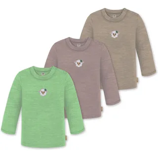 normani Outdoor Sports Langarmpullover Merino Beige / Grün / Rosa 62/68