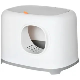 PawHut Katzentoilette mit Haube 55 x 40 x 39 cm Weiß