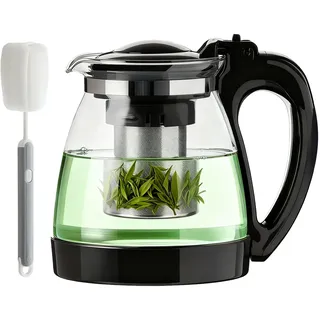 Behogan 2000ML Teekanne Glas, Teekanne mit Siebeinsatz und Reinigungsbürste, Hitzebeständig Glaskanne, Teekann e für jeden Tag, Tee-Ei für lose Blätter Teekann e, Ideal zur Zubereitung von Losen Tees