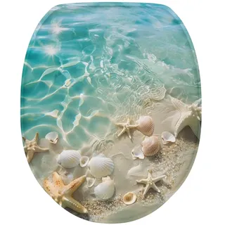 Flashideas Toilettenbezug mit Seesternmuschel, weiche Plüsch-Sitzbezüge, passend für die meisten WC-Deckel, WC-Deckelbezug, leicht zu reinigen, bequemer Badezimmer-WC-Deckelbezug