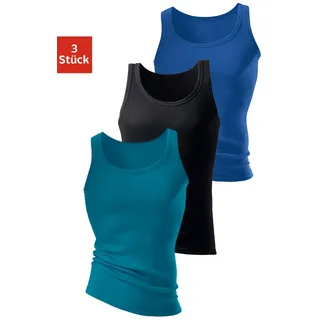 H.I.S. Unterhemd H.I.S "Doppelripp Tanktop", Herren, Gr. 8 (XXL), 3 Stk., N-Gr, bunt (royalblau, schwarz, petrol), Doppelripp, Obermaterial: 100% Baumwolle, unifarben, figurbetont, tiefer Rundhals, Unterhemden Unterhemd, aus weicher Baumwollqualität