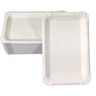 WIMEX 100 flache Pappteller weiß eckig 13 x 20 cm