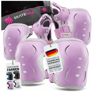SKATEWIZ Schoner Inliner Kinder Knieschoner Kinder - Knieschützer - Protektoren Set - Knie und Ellenbogenschützer - Skateboard, Rollschuhe, BMX, Scooter - Impact Größe XS Pk Weiß