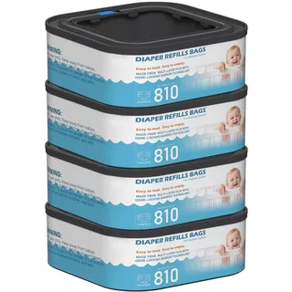 Jumbo-Nachfüllpackungen, quadratisch, kompatibel mit Diaper Genie Compact, Select und Classic Eimern, für bis zu 810 Windeln für Neugeborene, 4 Packungen