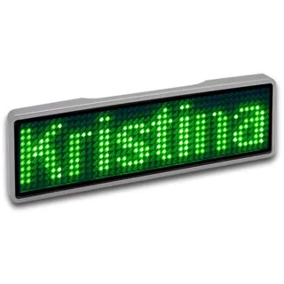 BerryBase LED Name Tag, 11x44 Pixel, USB-C - Rahmen: silber, - LED: grün