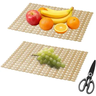 DBAATTZ Spülbeckeneinlage, 2 Stück Selbst Zugeschnittene Spülbeckenmatte, 30 x 40cm, Schnell Abtropfende Abtropfmatten, mit Schere, für Geschirr, Glaswaren, Gemüse(Bronze)