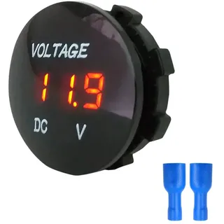 DC 5-48V Auto Voltmeter Tester, Asudaro Wasserdicht LED Digital Display Voltmeter Rund Panel Spannungsmesser Messgerät Tester, Auto Batterie Spannung Gauge Monitor Tester Meter Voltmesser,Orange