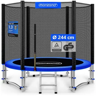 monzana Trampolin 244 cm inkl. Sicherheitsnetz und Leiter schwarz/blau