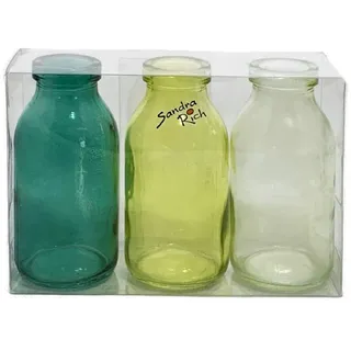 decofinder 5-1165-10-51 Dekorative/s Flasche/Glas Blau, Gelb 3 Stück(e)
