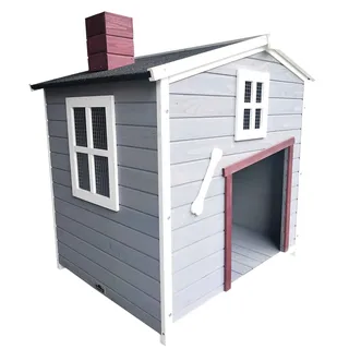 dehner lieblinge Hundehütte Hector, ca. B96,5/H103/T79 cm, Grau, Dunkelrot, Weiß