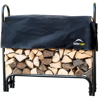 ShelterLogic Kaminholzregal Stahl 126 x 25 x 118 cm inkl. Abdeckung Schwarz