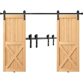 Vevor 244cm Schiebetürbeschlag I-förmig Schiebetürsystem mit 2-teiligen Schienen 150kg Tragfähigkeit Laufschiene Ideal für Schiebetüren mit Türstärke von 32-45mm, Türbreite von 1,12-1,32m