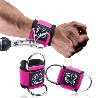 J Bryant Handgelenkmanschetten für Kabelzugsystem – Verstellbare Doppel-D-Ring-Gurte mit Neoprenpolsterung – Bequeme Handgelenkstütze für das Training im Fitnessstudio (M)