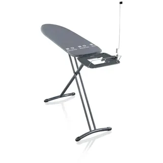 Leifheit Bügelbrett, Schwarz, Metall, 76 cm Schubladen, Füllung: Schaumstoff, 38x76-100x120 cm, Bezug abnehmbar und waschbar, Kabelhalterung, Bügeleisenablage, Abstellfläche für Bügelstation, Haushaltsreinigung, Wäschepflege, Bügelbretter