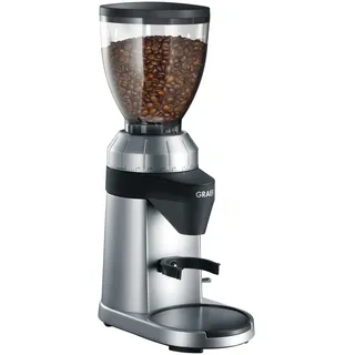 GRAEF CM800 - Elektrische Kaffeemühle, Aluminiumgehäuse, Bohnenbehälter 350 g, Edelstahl-Kegelmahlwerk, 40 Mahlgrade, Kaffeemühle Siebträger, Antistatik-Einsatz, Aluminium-Schaufelrad, 128 W, Silber