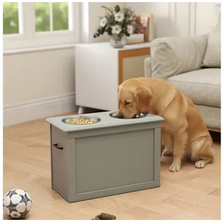 PawHut Fressnapf mit Staumraum 2 Näpfen Futterstation