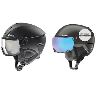uvex Instinct Visor Skihelm für Damen und Herren mit Visier individuelle Größenanpassung Black matt 59-61 cm & Atomic Savor Visor Stereo Skihelm mit Visier Schwarz Größe L Maximale Stoßdämpfung
