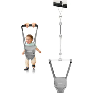 Cowiewie Baby Türhopser mit stabiler Türklemme, Tragbarer Türhopser für Baby 6-12 Monate, Grau